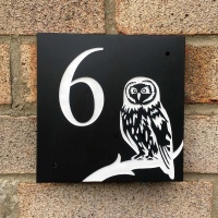BLACK Slate House Sign Door Number 6'' x 6'' - OWL DESIGN